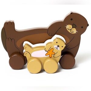 Jack Rabbit Creations Wooden Sea Otter Nesting Toy With Wheels Wood Big & Little